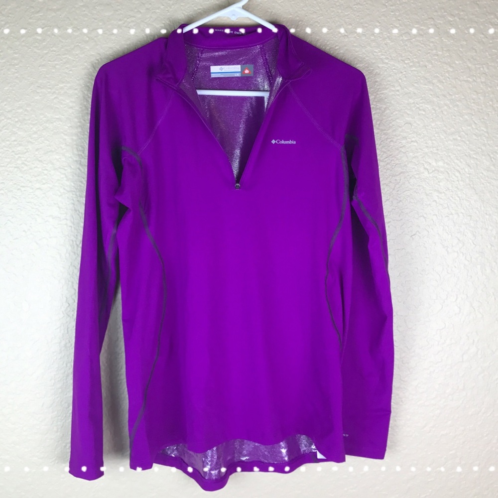 Columbia half zip purple pullover with thumb holes